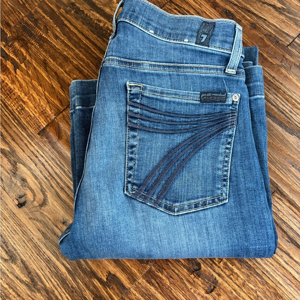 7 For All Mankind Blue Boot Cut Jeans with Classic Indigo Wash size 26